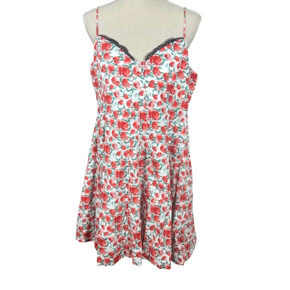 Maeve Lace-Trim Sweetheart Mini Dress in White/Red Floral, size XL NWT - Picture 3 of 9